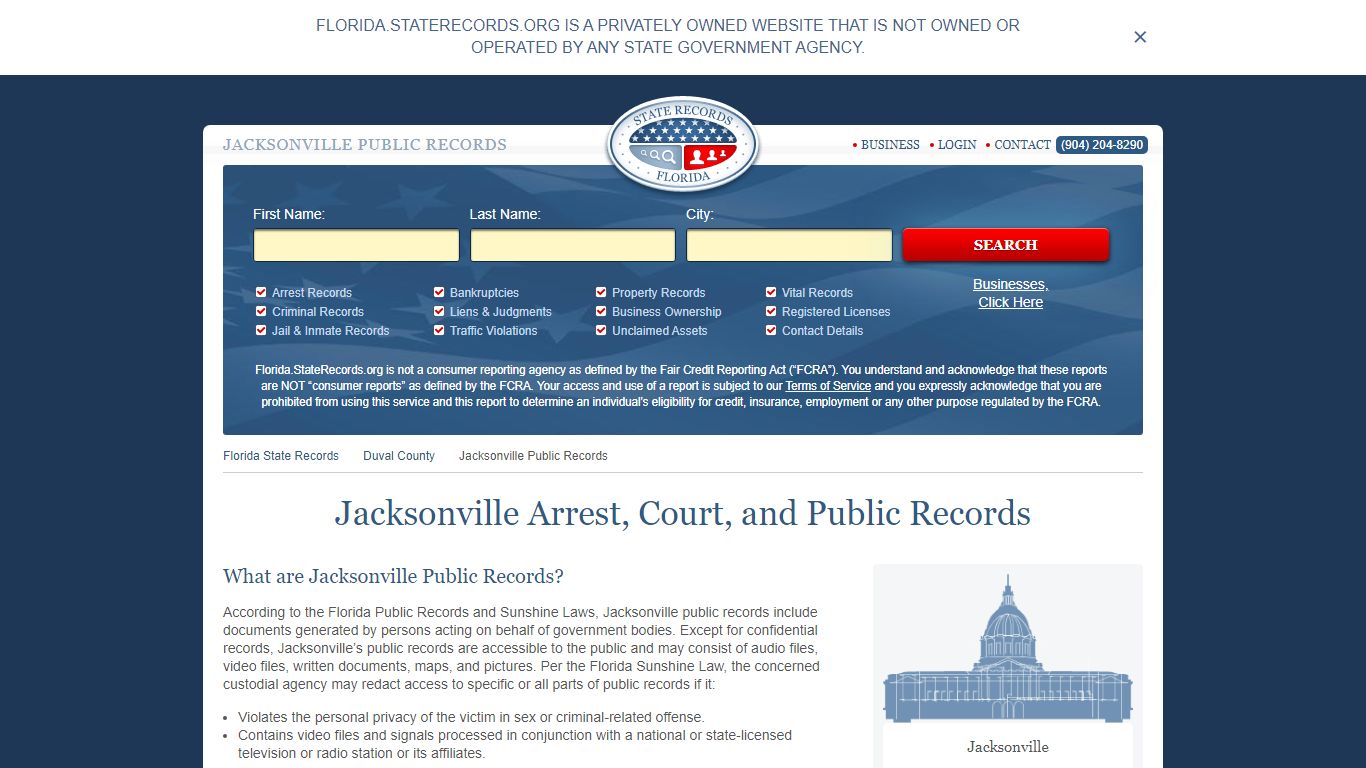 Jacksonville Arrest, Court, and Public Records